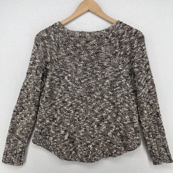 EILEEN FISHER Sweater PS Petite Linen Cotton Blend Round Neck Marled Brown USA - Picture 2 of 13